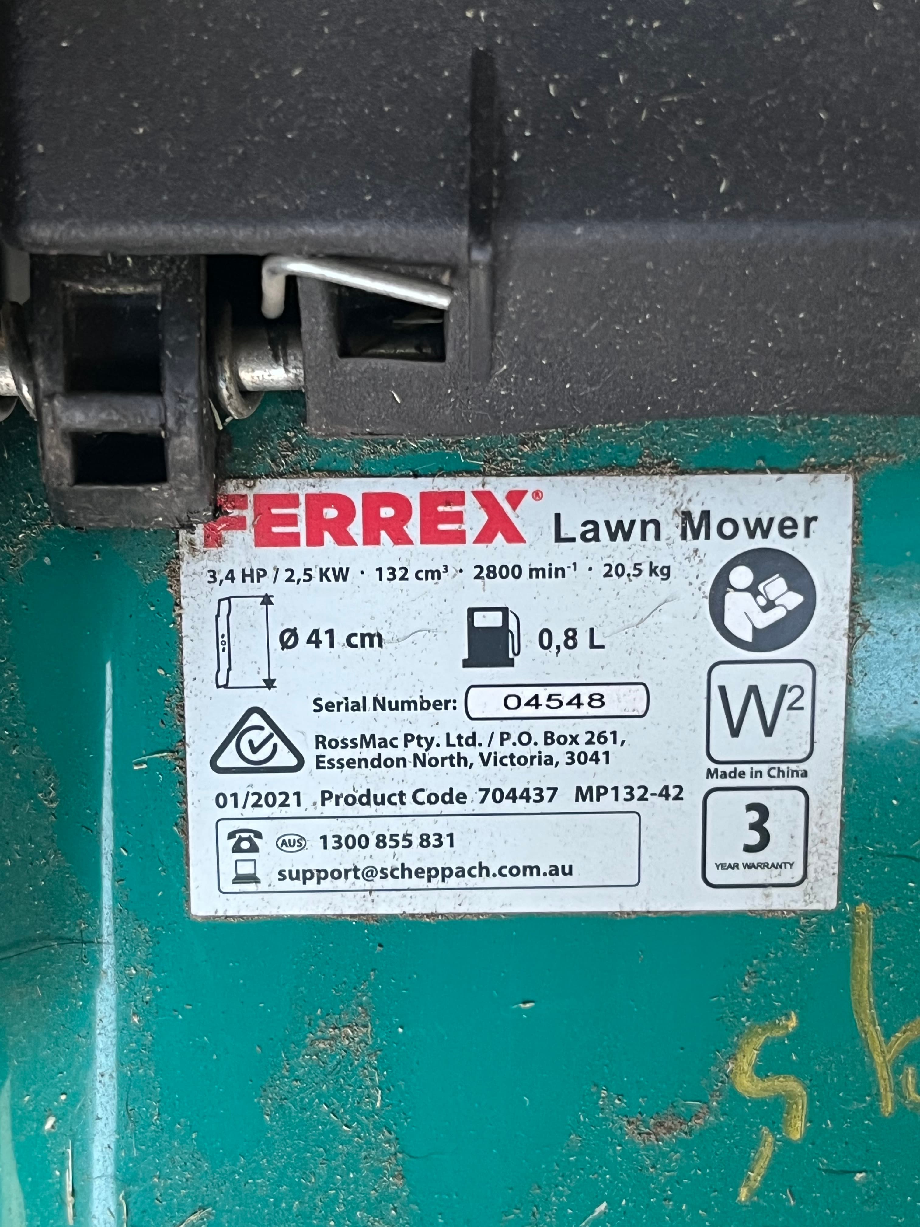 4 Stroke Ferrex 16 lawn mover for hire